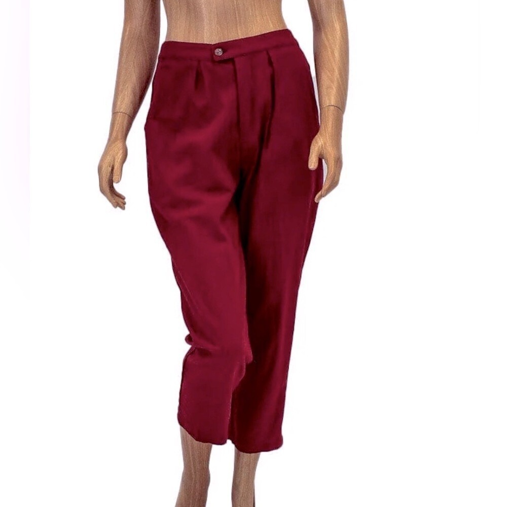 Anthropologie Rue Stiic Marin Linen Rayon Crop Pants Large Red Rust‎ NWT
